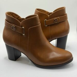 Giani Bernini Artemyss Cognac Brown Ankle Boots Block Heel Memory Foam 9M